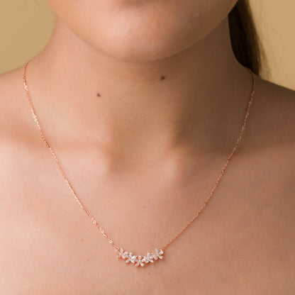 Flowers Zircon Fusion Pendant Chain - 925 Silver