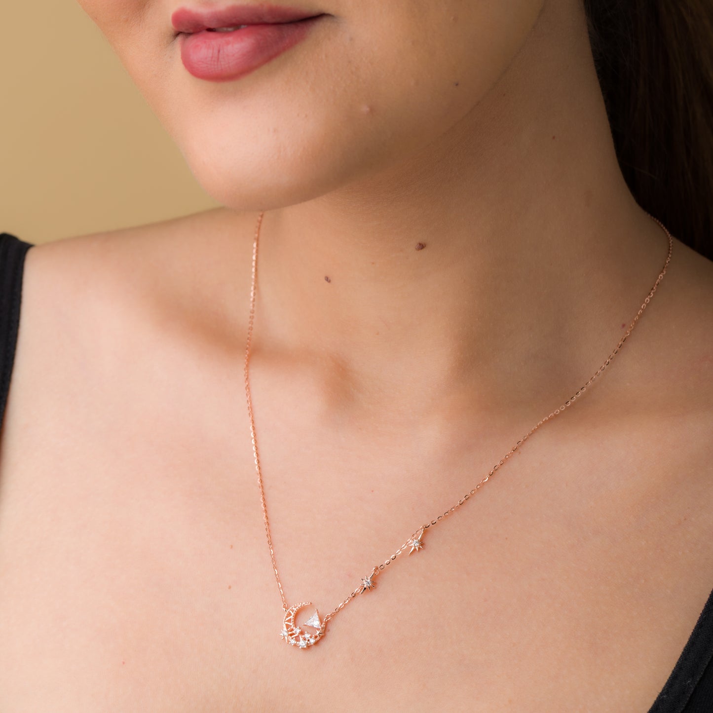 Stars To Moon Pendant Chain - 925 Silver