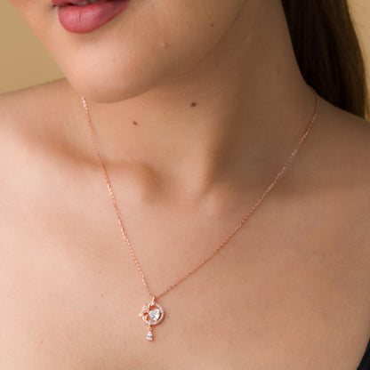 The Heart Circle Zircon Pendant Chain - 925 Silver