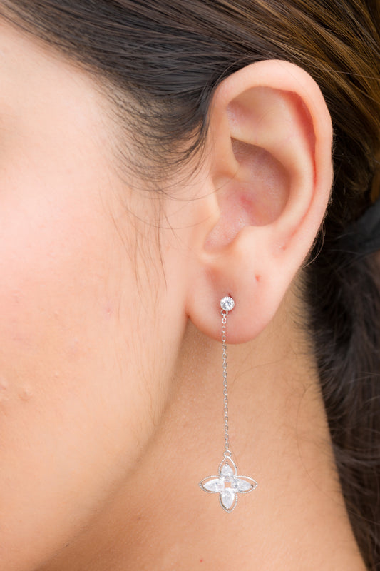 Star Zircon Dangler Earrings - 925 Silver