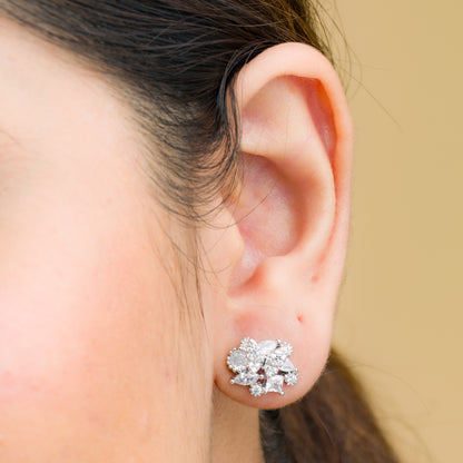Zircon Fusion Stud Earrings - 925 Silver