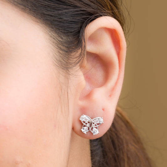 Butterfly Stud Earrings - 925 Silver