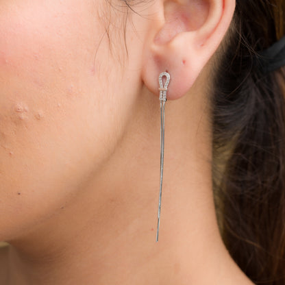 Long Tassel Dangler Earrings - 925 Silver