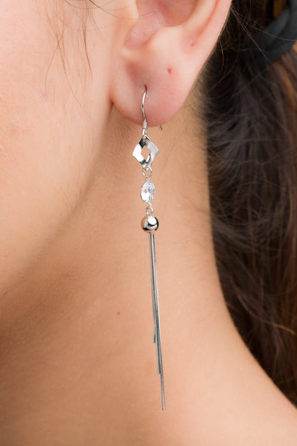 Ball Zircon Dangler Earrings - 925 Silver