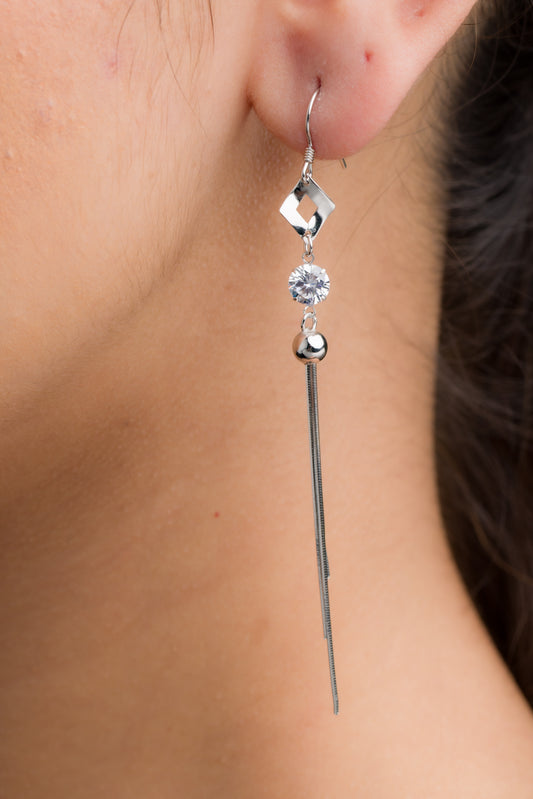 Ball Zircon Dangler Earrings - 925 Silver
