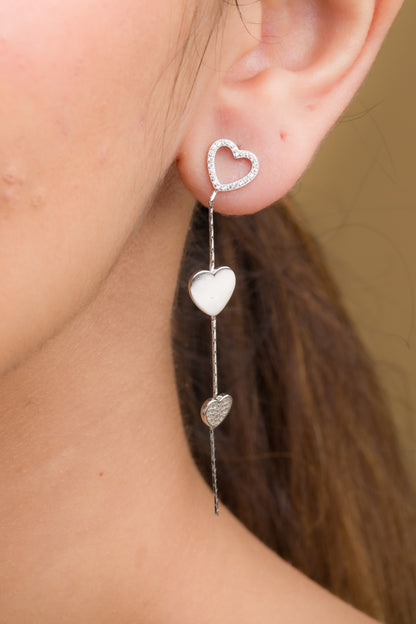 Triple Heart Dangler Earring - 925 Silver