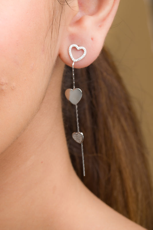 Triple Heart Dangler Earring - 925 Silver