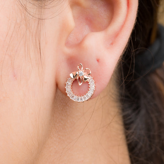 Baguette Flower Zircon Earrings - 925 Silver