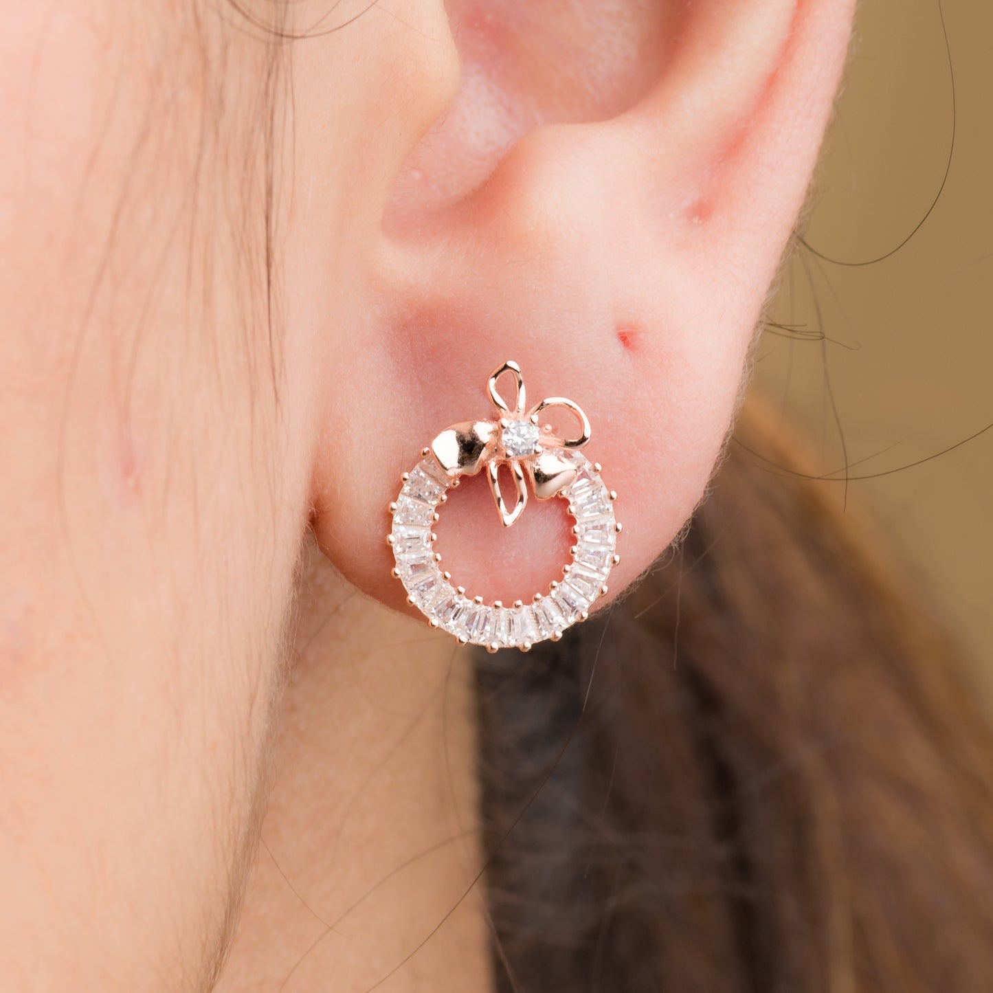 Baguette Flower Zircon Earrings - 925 Silver