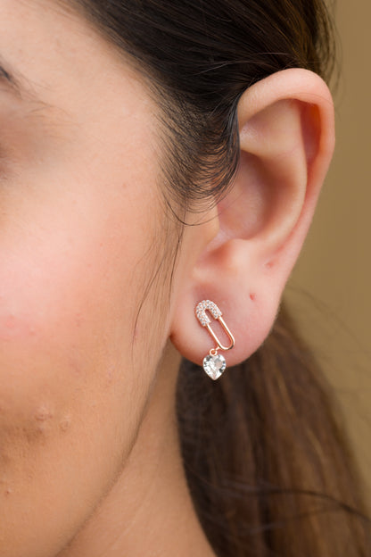 Chain Link ZIrcon Drop Earrings - 925 Silver