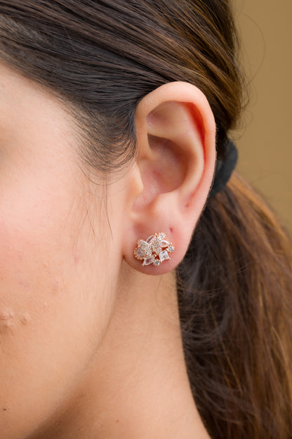 Zircon Fusion Stud Earrings - 925 Silver