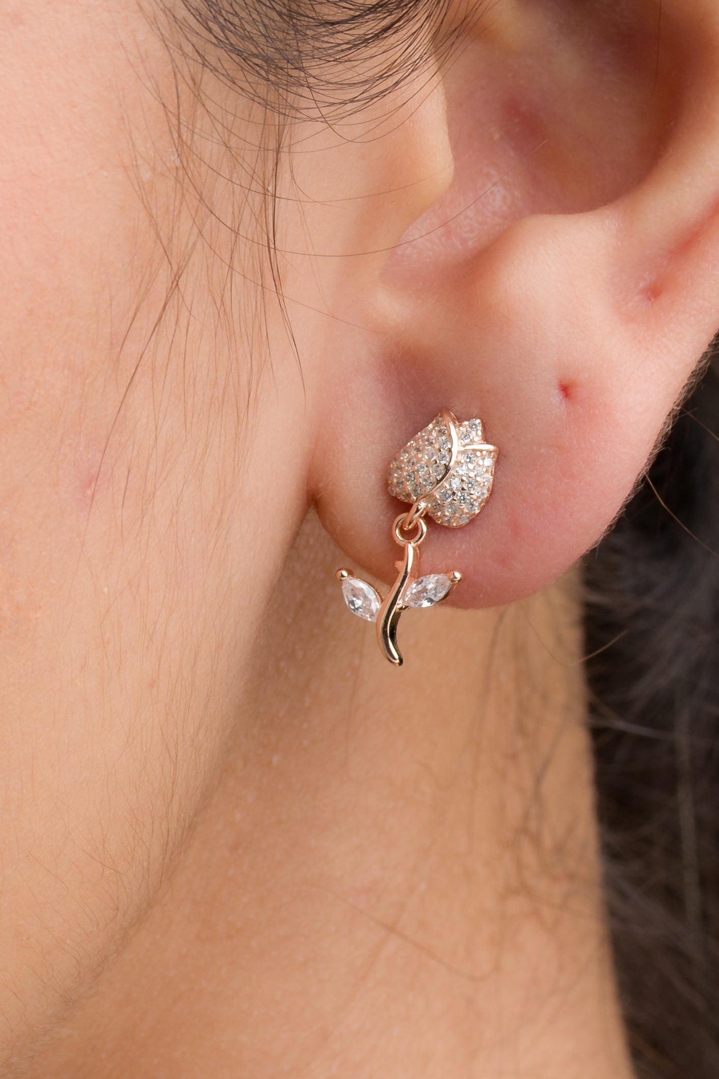 Retro Flower Drop Earrings - 925 Silver
