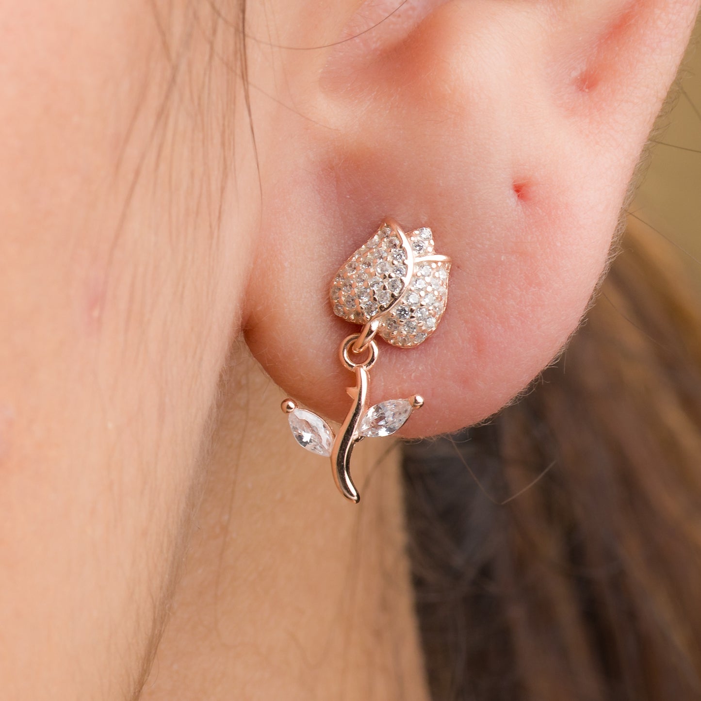 Retro Flower Drop Earrings - 925 Silver