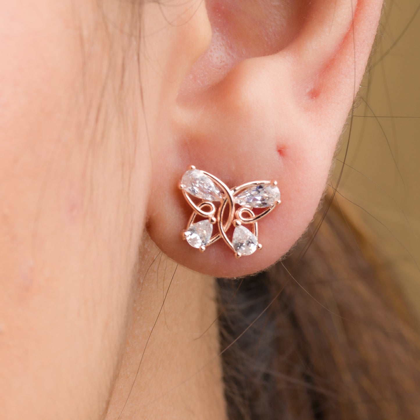 Butterfly Stud Earrings - 925 Silver