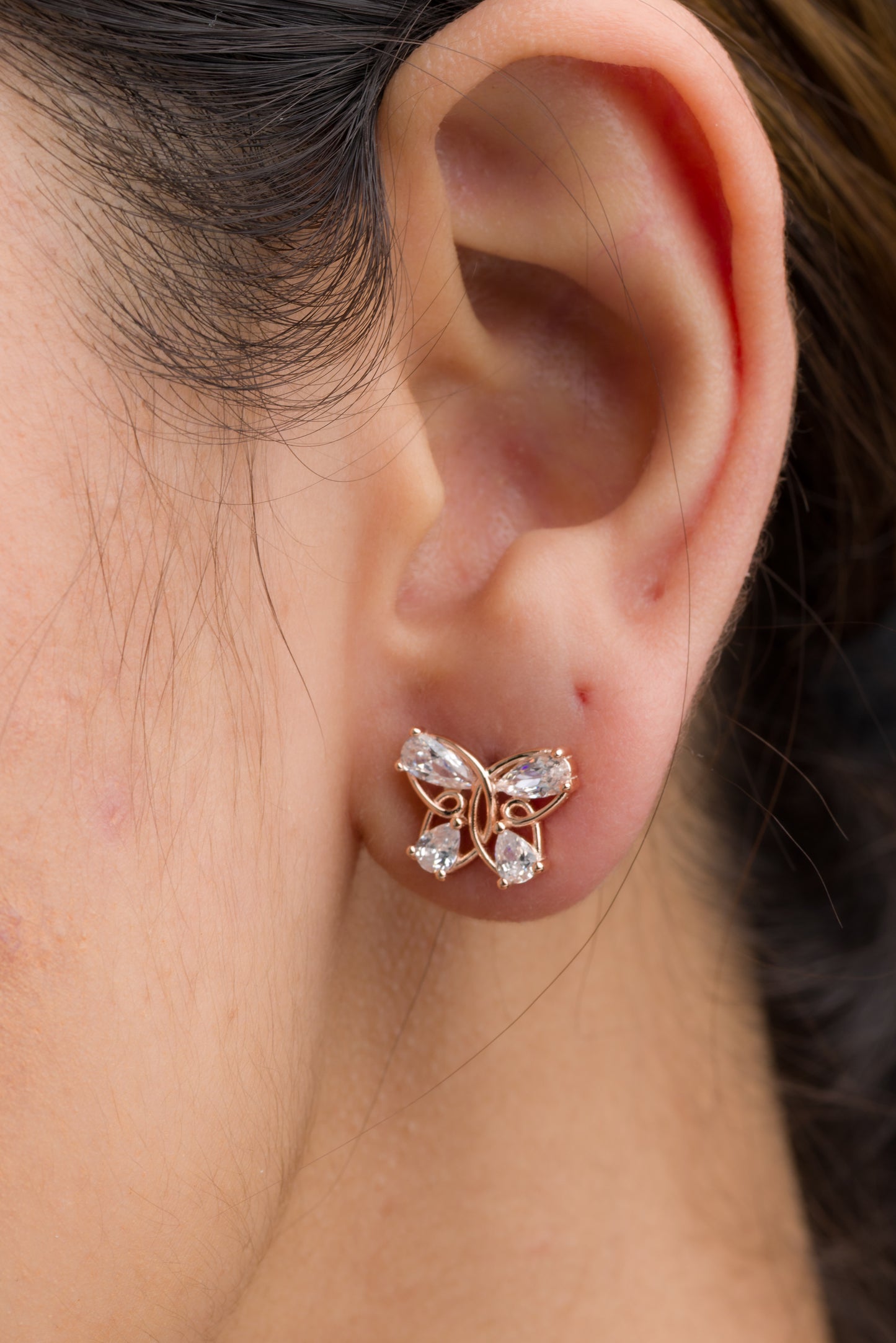 Butterfly Stud Earrings - 925 Silver