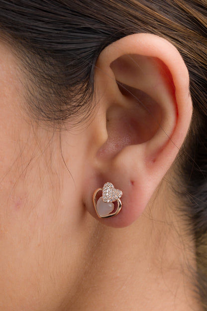 Heart-o-Heart Stud Earrings - 925 Silver