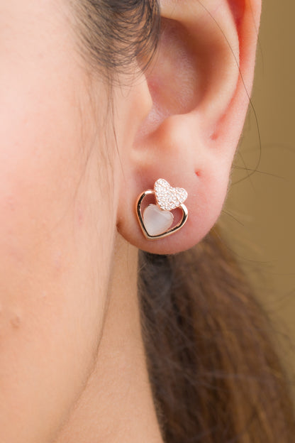 Heart-o-Heart Stud Earrings - 925 Silver