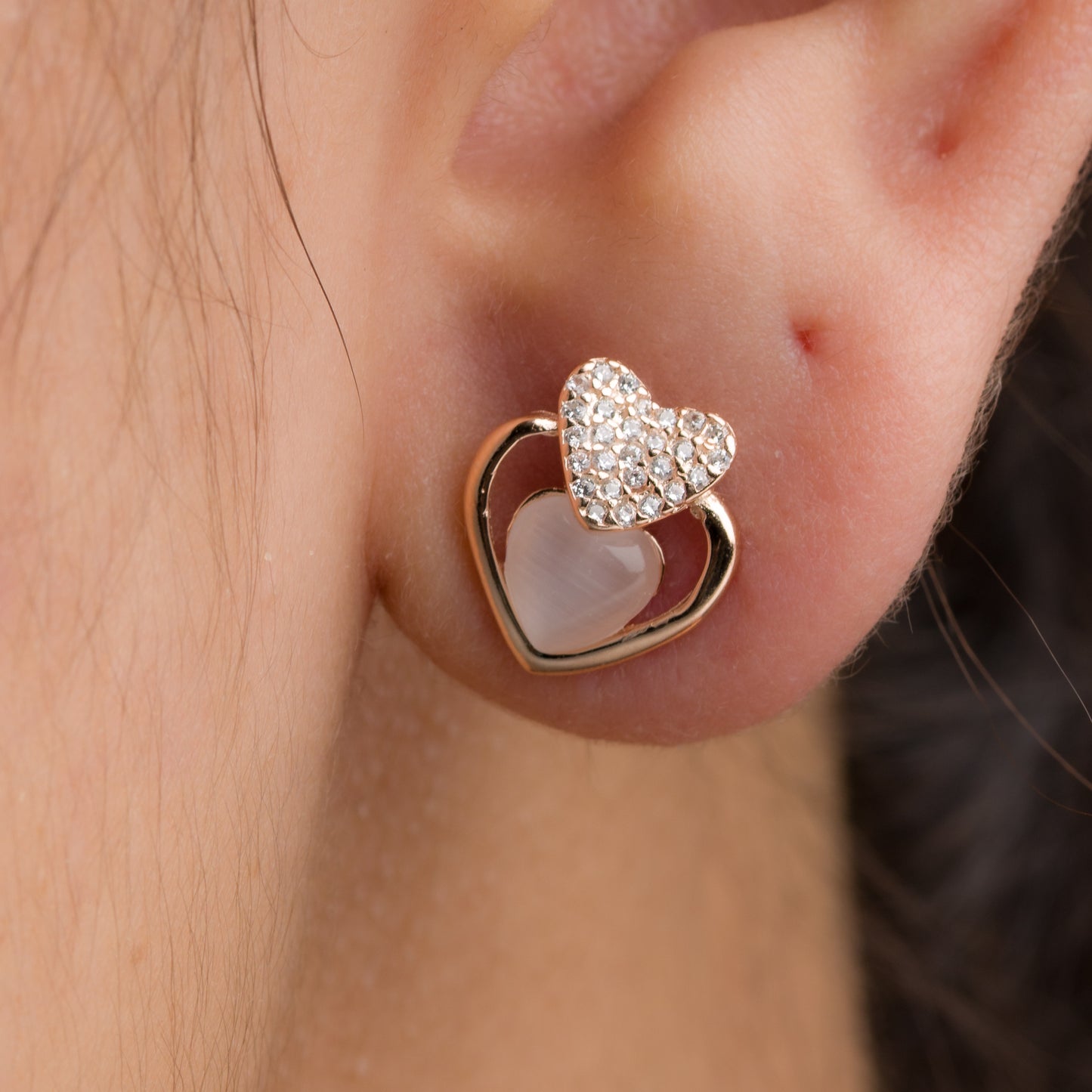 Heart-o-Heart Stud Earrings - 925 Silver