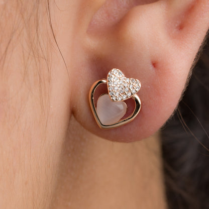 Heart-o-Heart Stud Earrings - 925 Silver