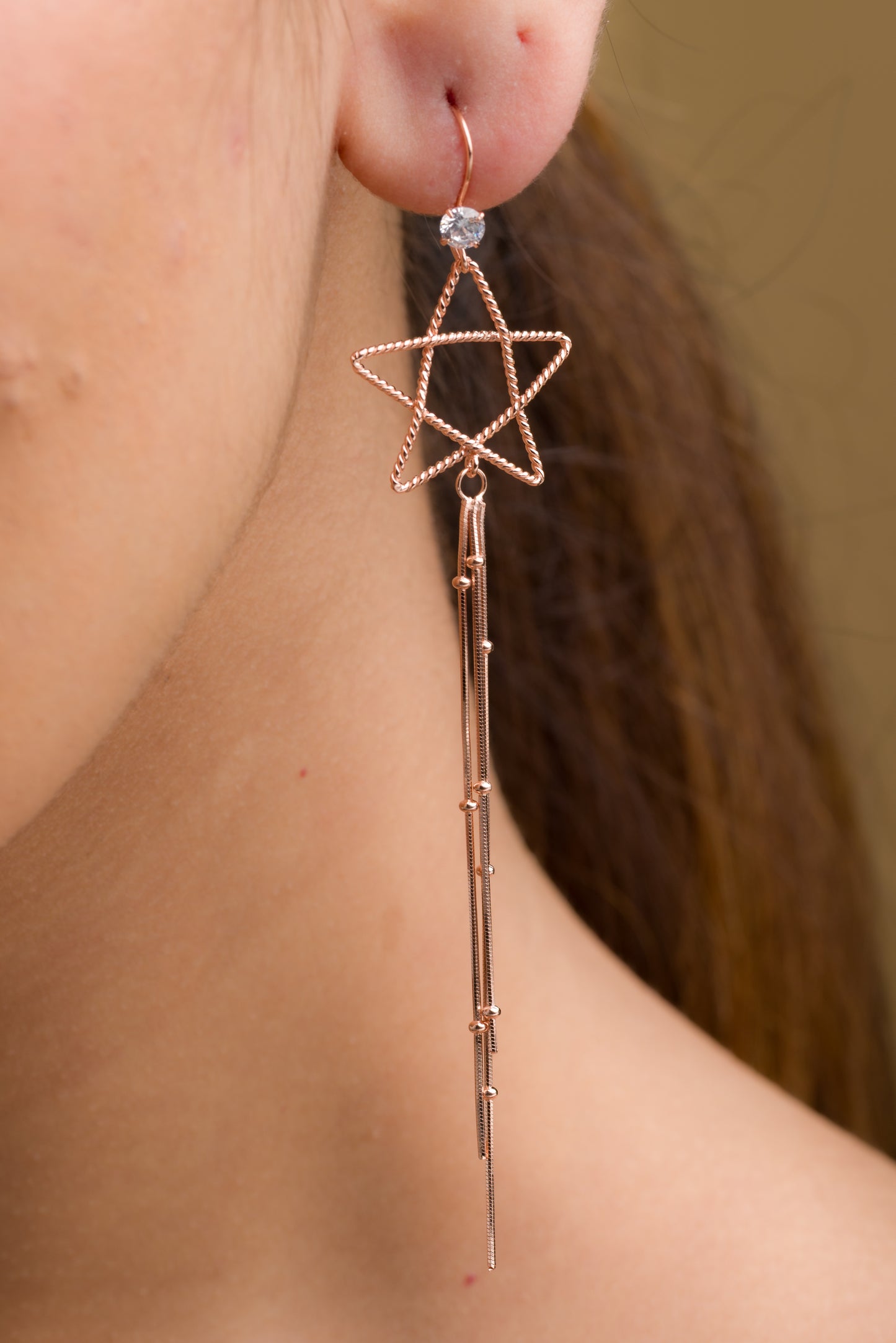 Dazzle Star Dangle Earrings - 925 Silver