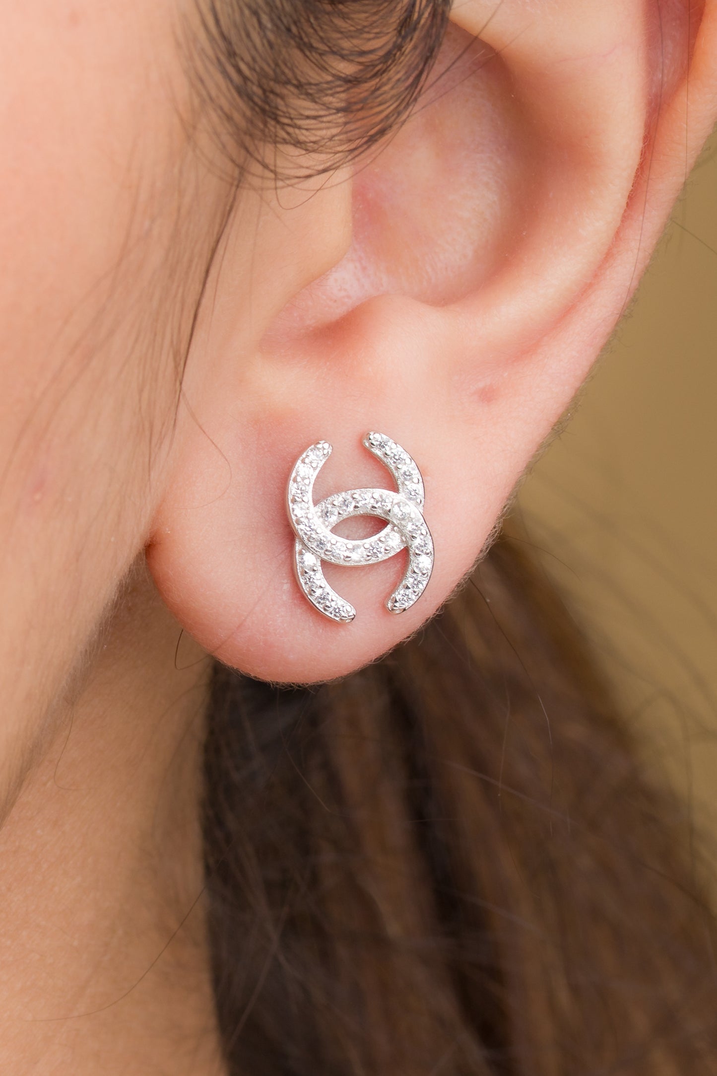 Loop Zircon Stud Earrings - 925 Silver