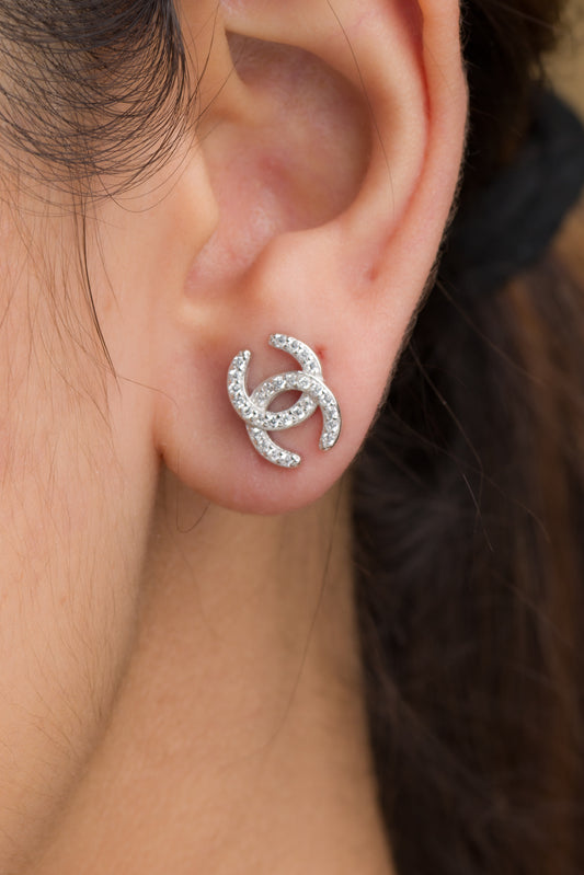 Loop Zircon Stud Earrings - 925 Silver