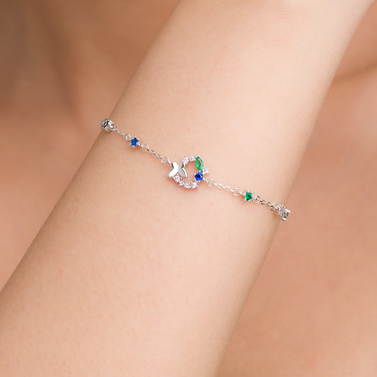 Crystal Butterfly Zircon Bracelet - 925 Silver