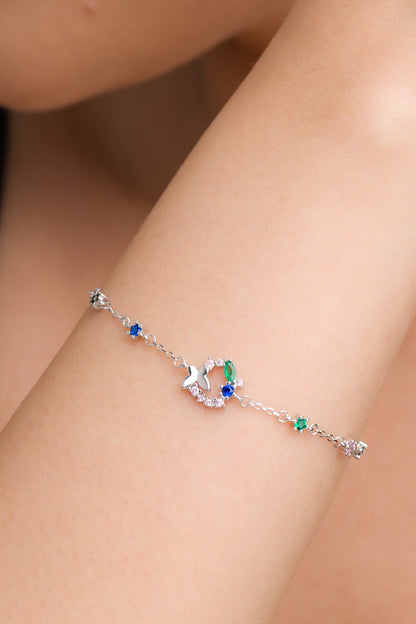 Crystal Butterfly Zircon Bracelet - 925 Silver