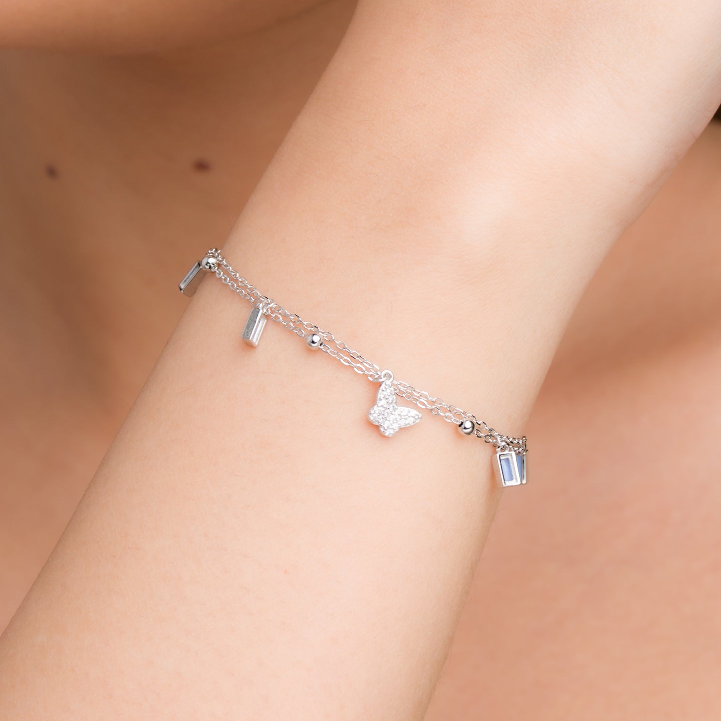 Butterfly Charms Bracelet - 925 Silver
