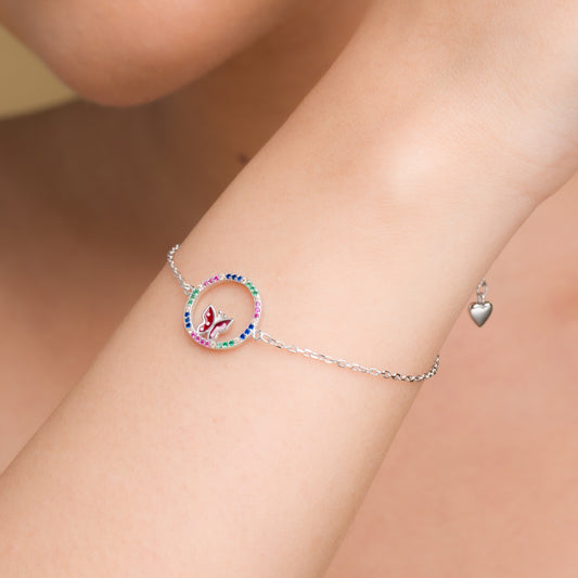 Colorful Butterfly Bracelet - 925 Silver