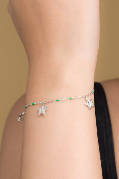 Trio Star Charms Bracelet - 925 Silver