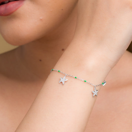 Trio Star Charms Bracelet - 925 Silver