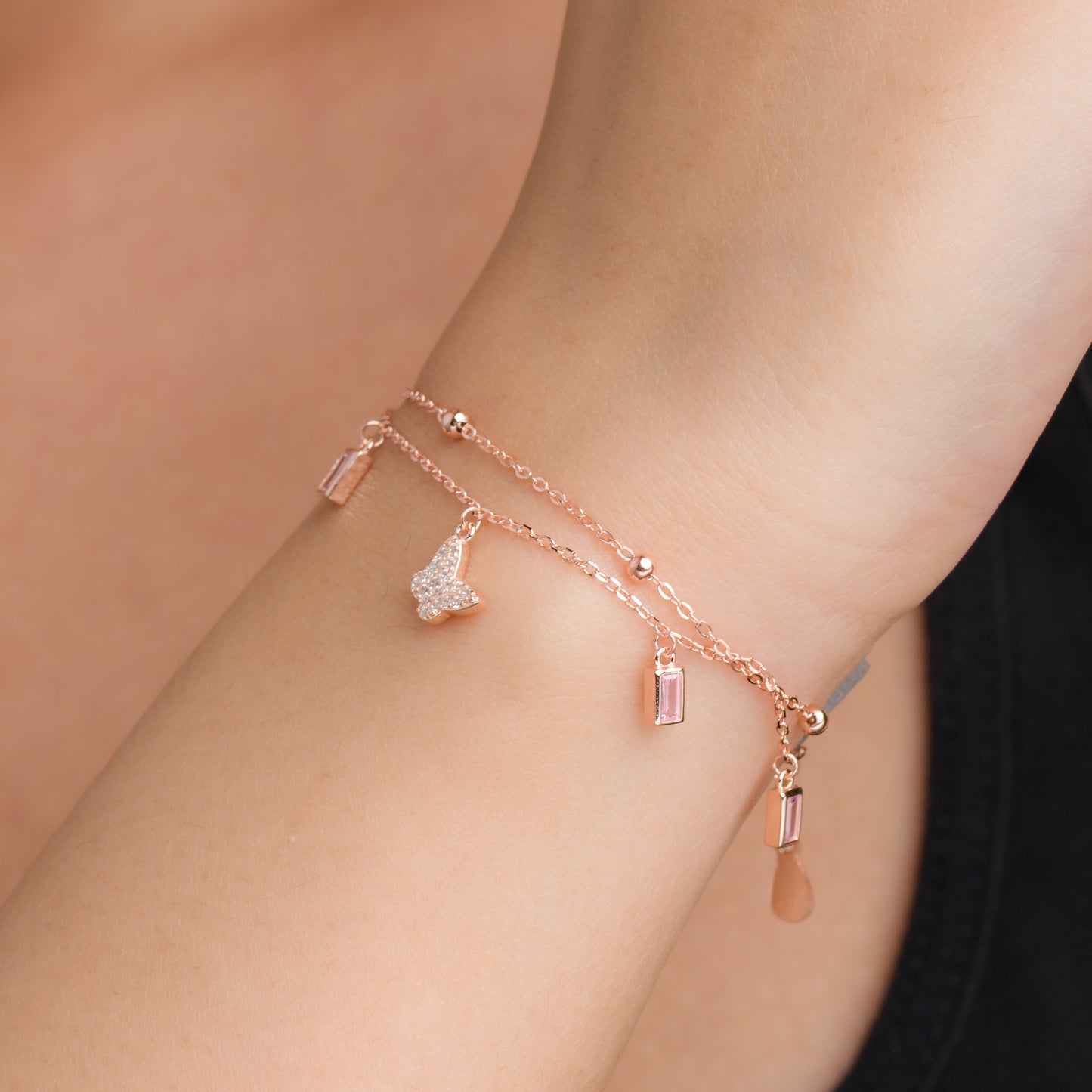 Butterfly Charms Bracelet - 925 Silver