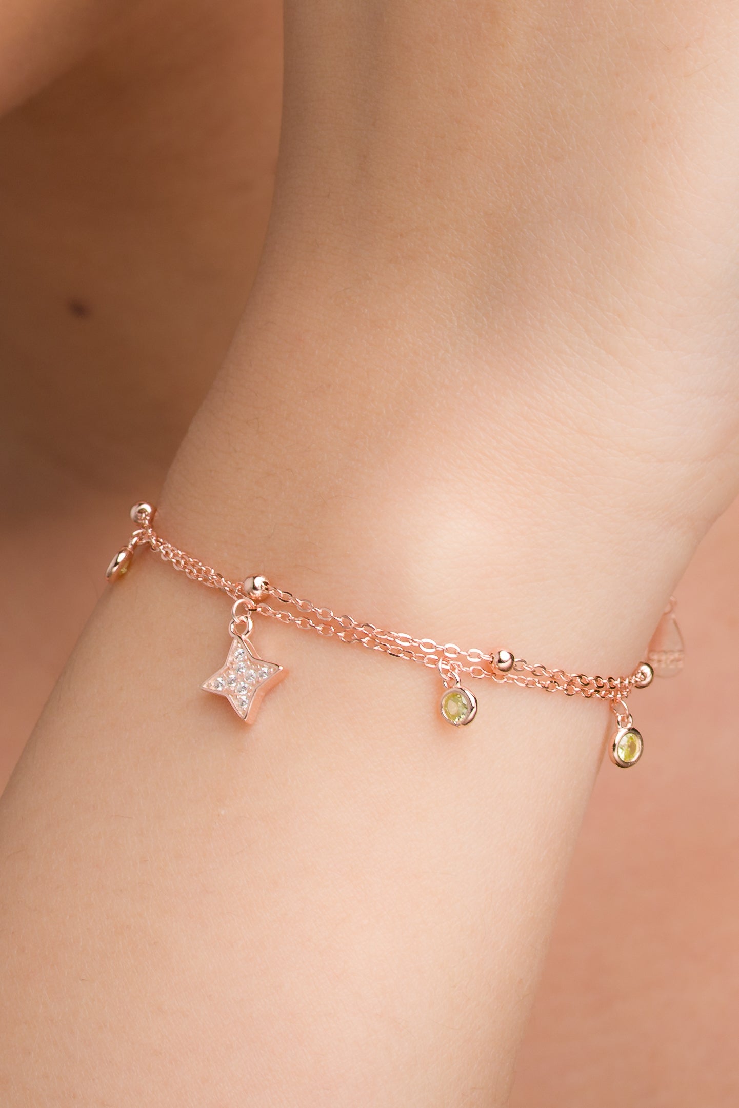 Zircon Star Fusion Charms Bracelet - 925 Silver