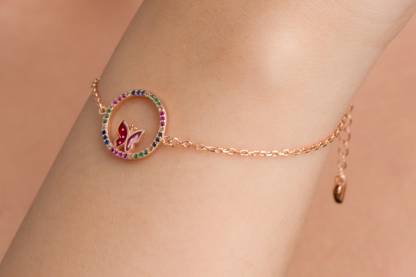 Colorful Butterfly Bracelet - 925 Silver
