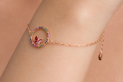 Colorful Butterfly Bracelet - 925 Silver