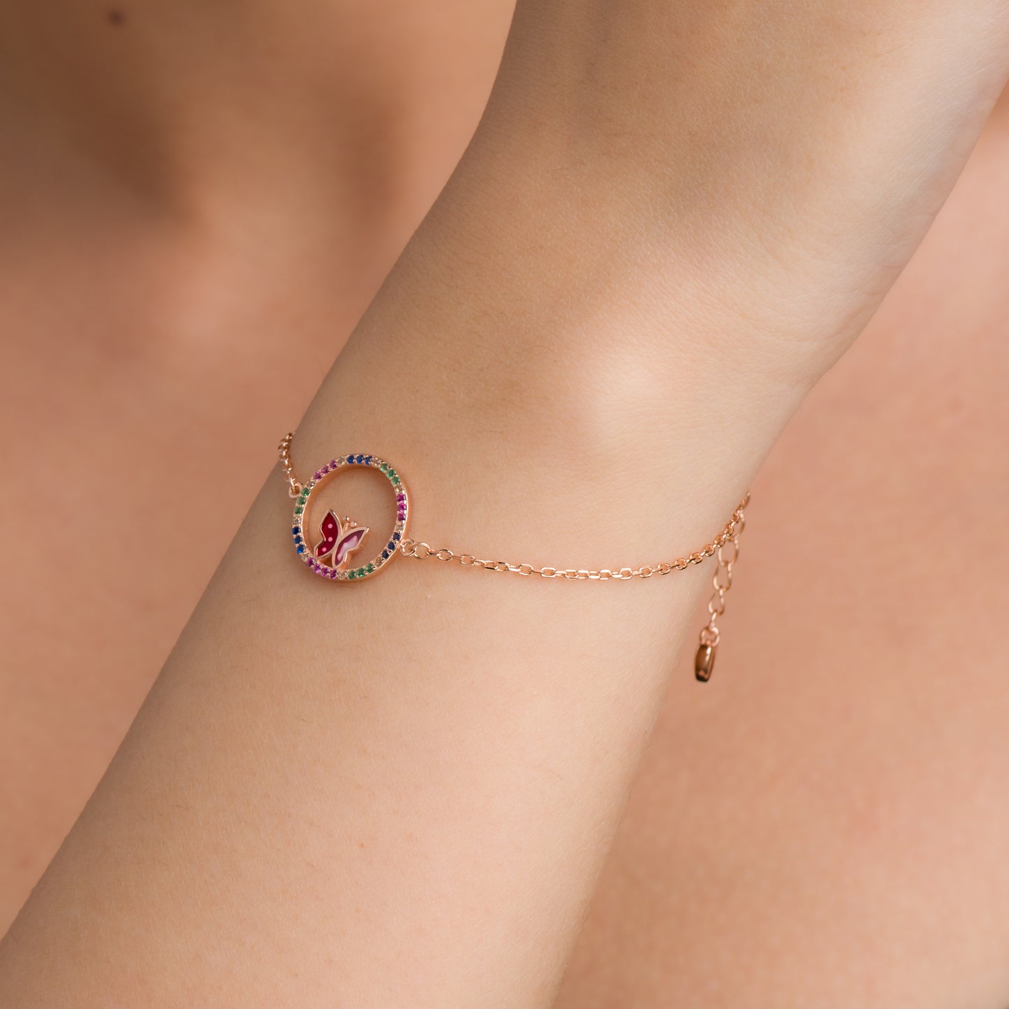 Colorful Butterfly Bracelet - 925 Silver
